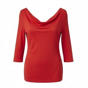 Ann Taylor Red Sweater, draped neckline, stretchy, size medium